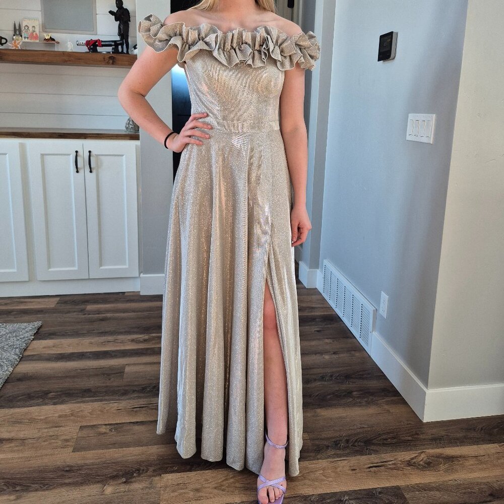 Shimmery Gold Prom Dress